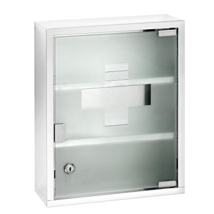 WENKO 22924100 - Førstehjælpsskab 30x40 cm i rustfrit stål/sølv