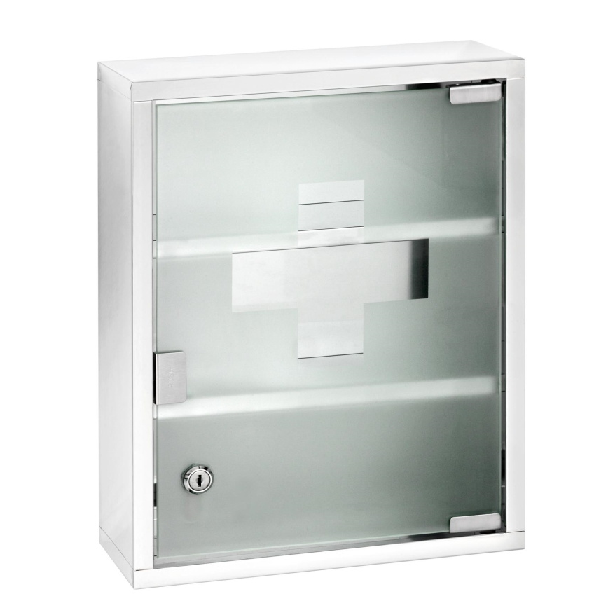 WENKO 22924100 - Førstehjælpsskab 30x40 cm i rustfrit stål/sølv