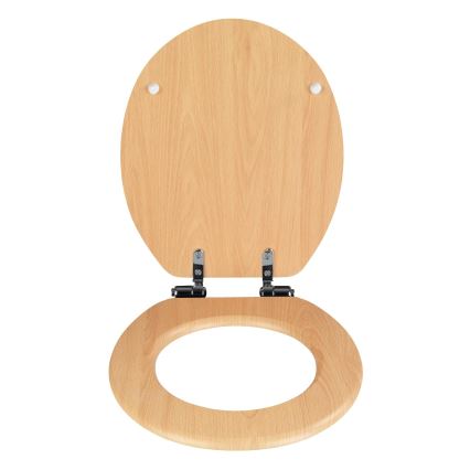 WENKO 22979100-WC-sæde NATURLIG BØG 35,5x42,5 cm brun/sølv