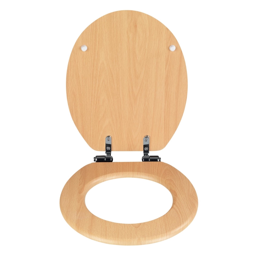 WENKO 22979100-WC-sæde NATURLIG BØG 35,5x42,5 cm brun/sølv