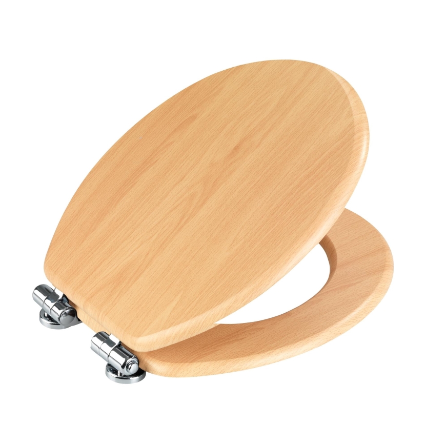WENKO 22979100-WC-sæde NATURLIG BØG 35,5x42,5 cm brun/sølv