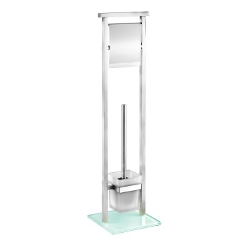 WENKO 22992100 - WC-børste DEBAR 18x73 cm rustfrit stål/satin/hvid