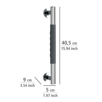 WENKO 23284100 - SECURA håndgreb 40,5 x 9 cm rustfrit stål/antracit/blank krom
