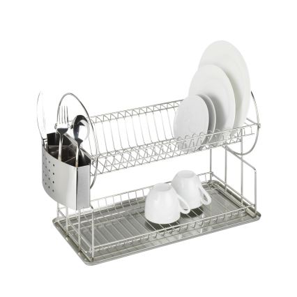 WENKO 2329100 - Opvaskestativ DUO 21x33 cm rustfrit stål/sølv