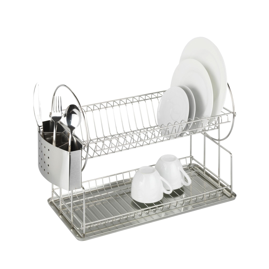 WENKO 2329100 - Opvaskestativ DUO 21x33 cm rustfrit stål/sølv