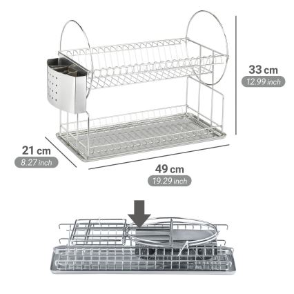 WENKO 2329100 - Opvaskestativ DUO 21x33 cm rustfrit stål/sølv