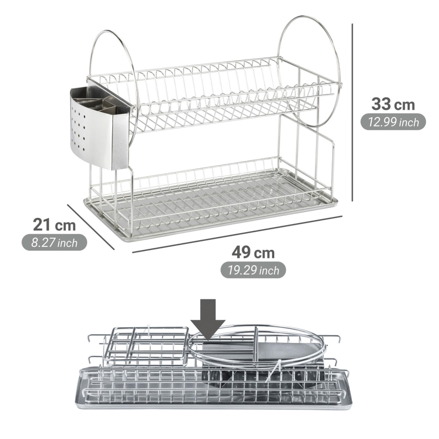 WENKO 2329100 - Opvaskestativ DUO 21x33 cm rustfrit stål/sølv