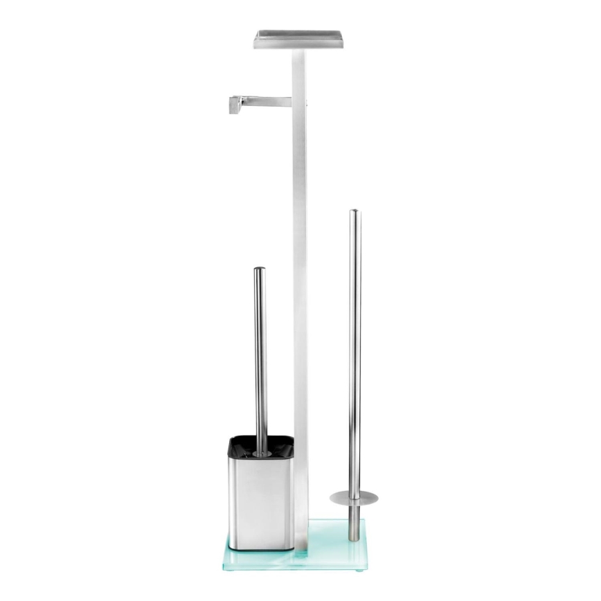 WENKO 23364100 - WC-børste DEBAR 21x70,5 cm rustfrit stål/satin/hvid