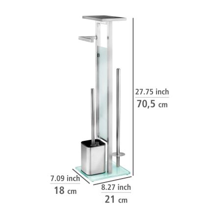 WENKO 23364100 - WC-børste DEBAR 21x70,5 cm rustfrit stål/satin/hvid