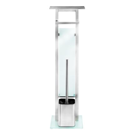 WENKO 23364100 - WC-børste DEBAR 21x70,5 cm rustfrit stål/satin/hvid