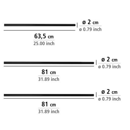 WENKO 23565100 - Stang 2 x 2 cm sort