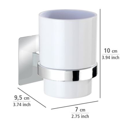 WENKO 23847800-Tandbørstekop TURBO-LOC QUADRO ED. 7x9,5 cm blank krom/hvid