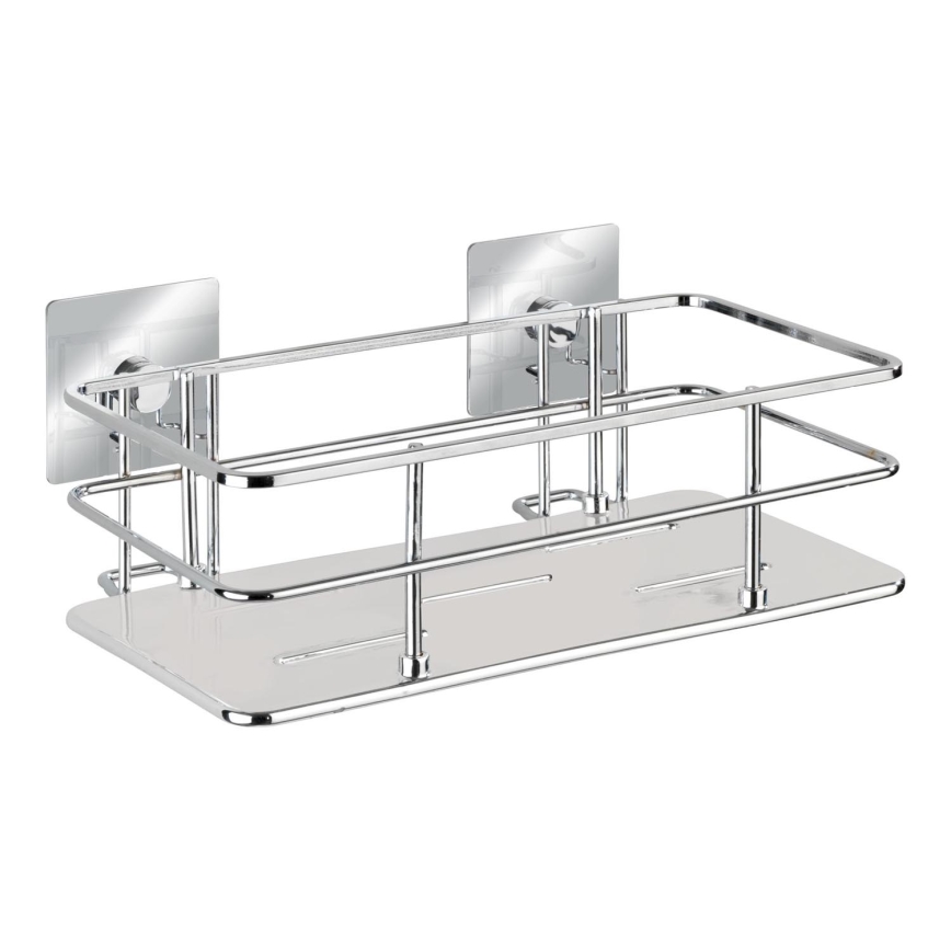 WENKO 23854800-Hylde TURBO-LOC QUADRO ED. 24x14,5 cm i rustfrit stål/blank krom