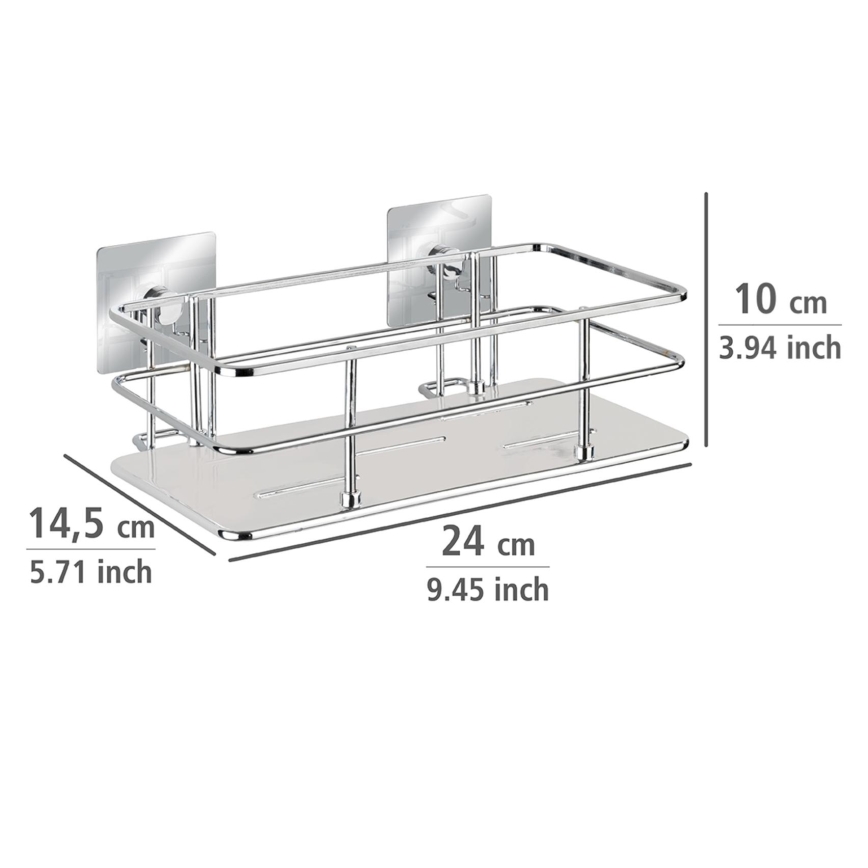 WENKO 23854800-Hylde TURBO-LOC QUADRO ED. 24x14,5 cm i rustfrit stål/blank krom