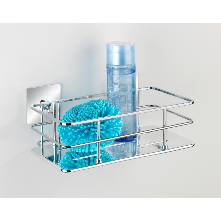 WENKO 23854800-Hylde TURBO-LOC QUADRO ED. 24x14,5 cm i rustfrit stål/blank krom