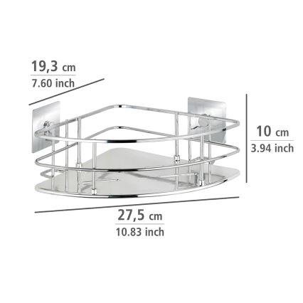 WENKO 23856800-Hylde TURBO-LOC QUADRO ED. 27,5x19,3 cm rustfrit stål/blank krom