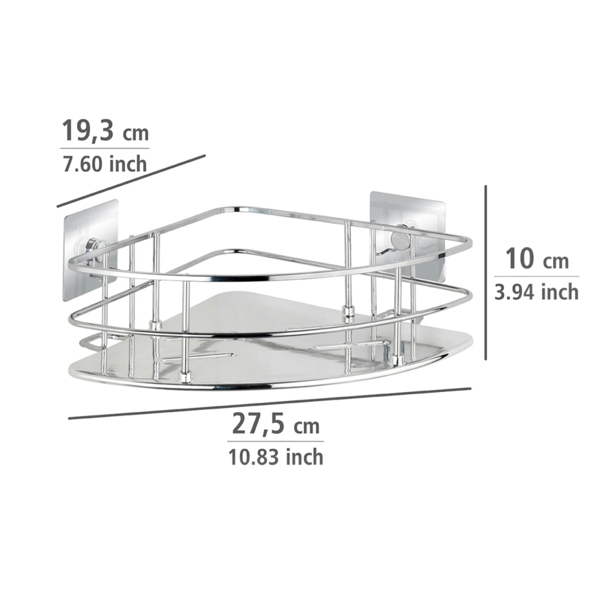 WENKO 23856800-Hylde TURBO-LOC QUADRO ED. 27,5x19,3 cm rustfrit stål/blank krom