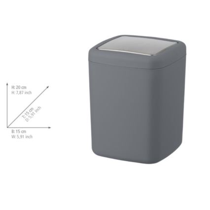 WENKO 23979100 - Affaldsspand BARCELONA 15x20 cm antracit/blank krom
