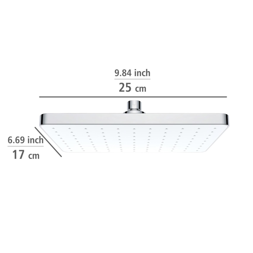 WENKO 24001100 - Bruserhoved AUTOMATISK RENGØRING 25x17 cm poleret krom/hvid