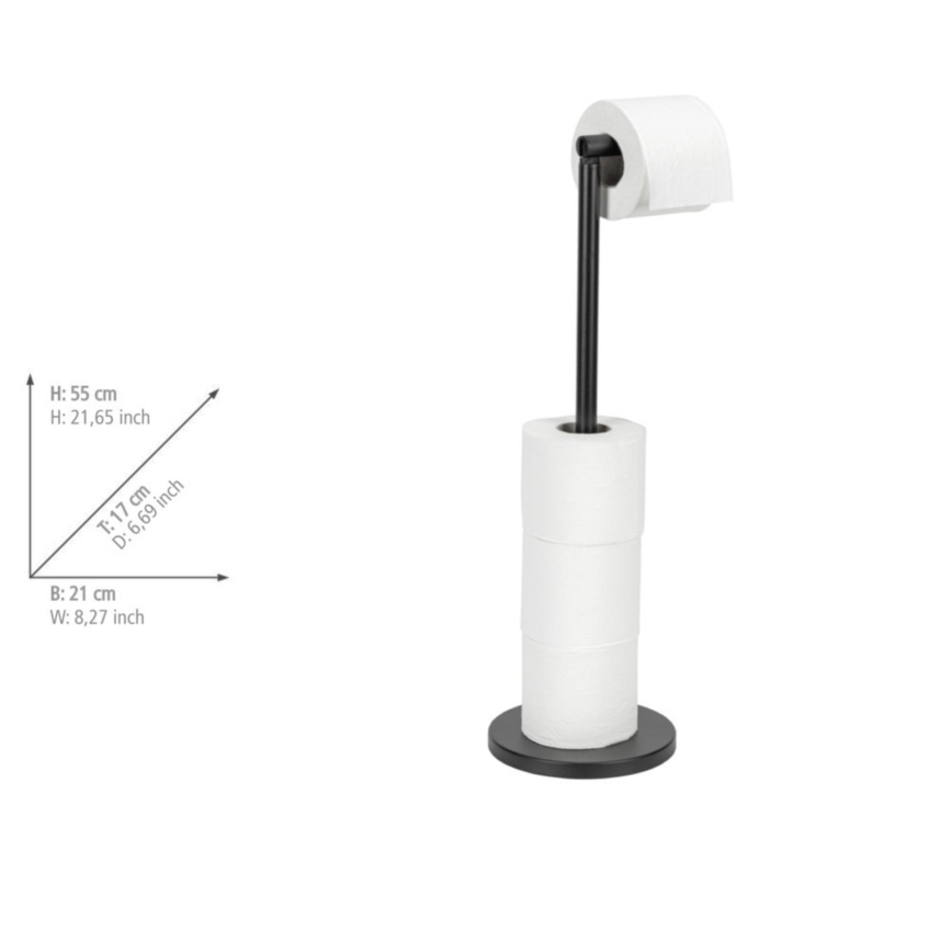 WENKO 24034100 - Toiletpapirholder 21x55 cm sort/sølv