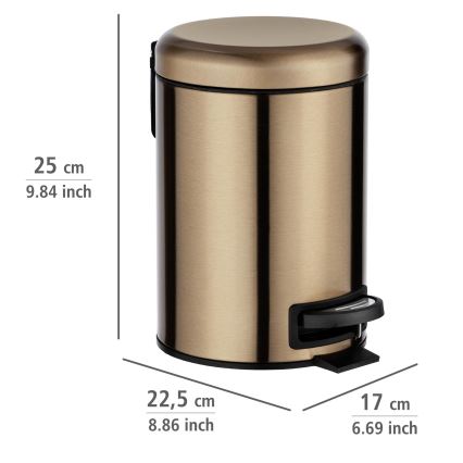 WENKO 24036100 - Affaldsspand LEMAN 17x25 cm rustfrit stål/kobber/sort