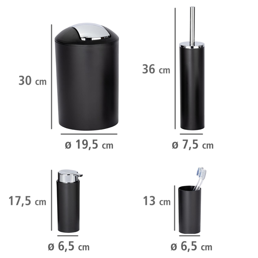WENKO 24078800 - Sæt CALVO 6,5x13 cm sort/poleret krom