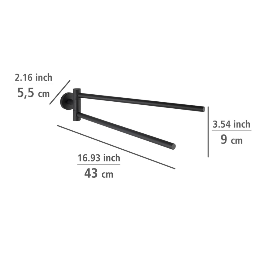 WENKO 24238100-Håndklædeholder BOSIO BLACK 5,5x43 cm rustfrit stål/sølvfarvet