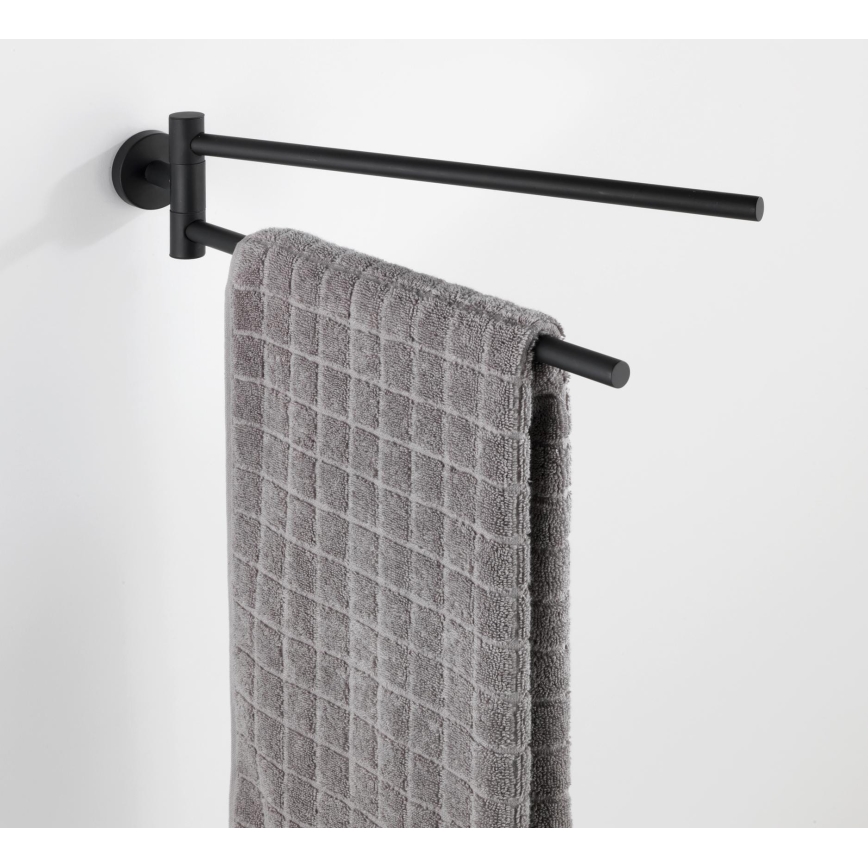 WENKO 24238100-Håndklædeholder BOSIO BLACK 5,5x43 cm rustfrit stål/sølvfarvet