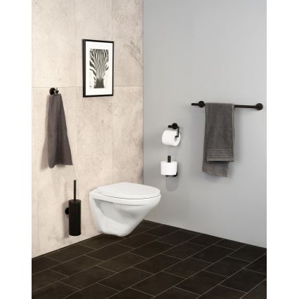 WENKO 24240100-Toiletpapirholder BOSIO BLACK 15x10,5 cm rustfrit stål/sølv