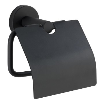 WENKO 24241100 - BOSIO BLACK toiletpapirholder, 15 x 13,5 cm, rustfrit stål/sølv
