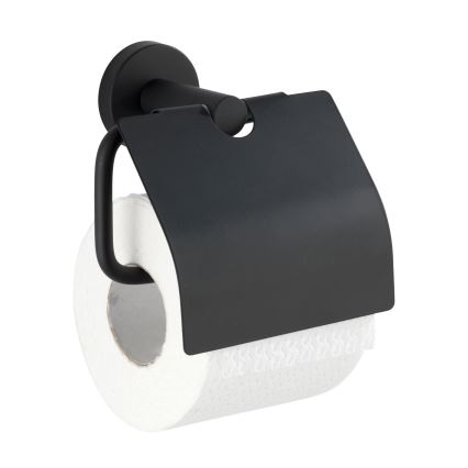 WENKO 24241100 - BOSIO BLACK toiletpapirholder, 15 x 13,5 cm, rustfrit stål/sølv