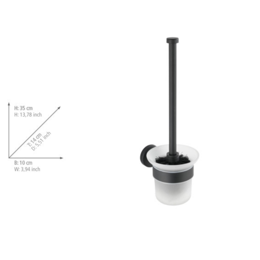 WENKO 24243100-WC toiletbørste BOSIO BLACK 10x35 cm rustfrit stål/sølv/satin