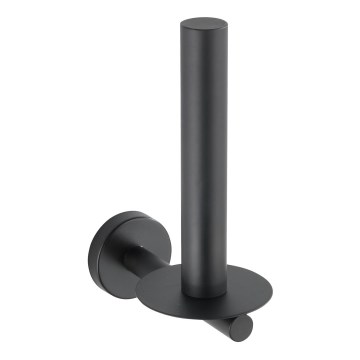 WENKO 24262100-Toiletpapirholder BOSIO BLACK 8x18 cm rustfrit stål/sølv