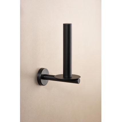 WENKO 24262100-Toiletpapirholder BOSIO BLACK 8x18 cm rustfrit stål/sølv