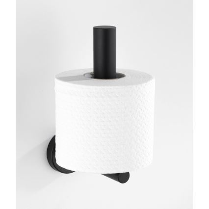 WENKO 24262100-Toiletpapirholder BOSIO BLACK 8x18 cm rustfrit stål/sølv