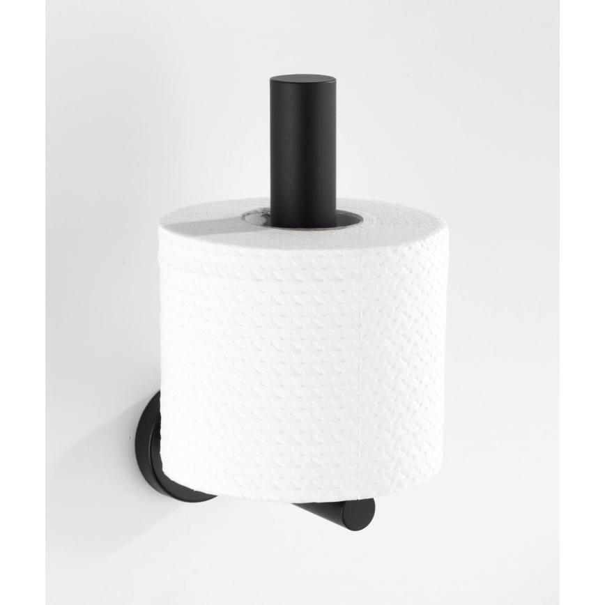 WENKO 24262100-Toiletpapirholder BOSIO BLACK 8x18 cm rustfrit stål/sølv