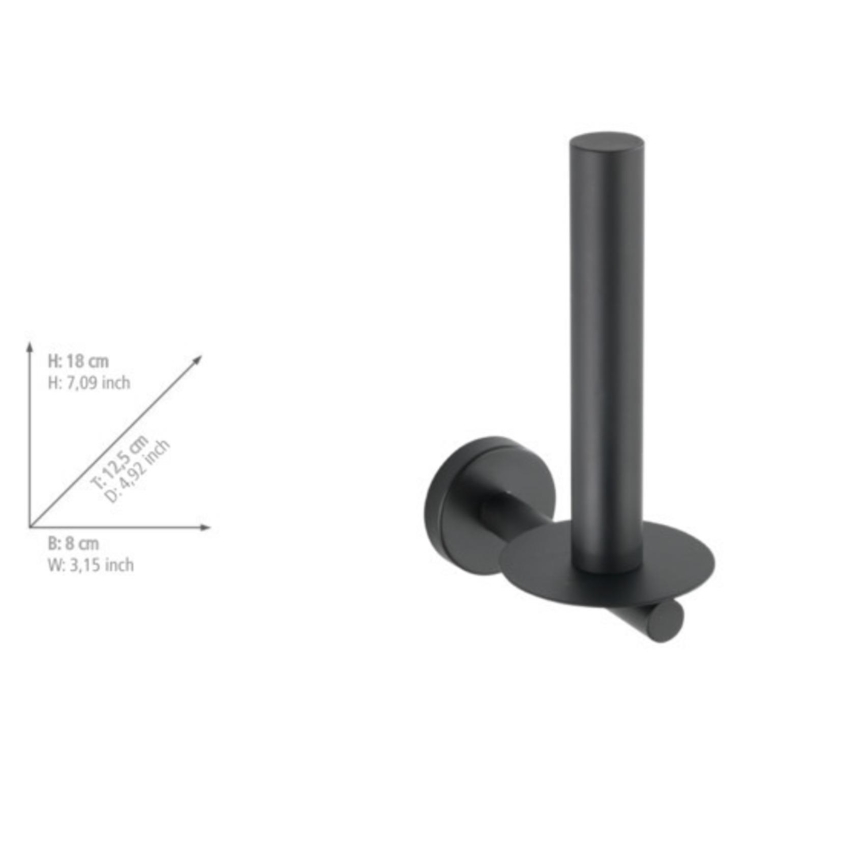 WENKO 24262100-Toiletpapirholder BOSIO BLACK 8x18 cm rustfrit stål/sølv