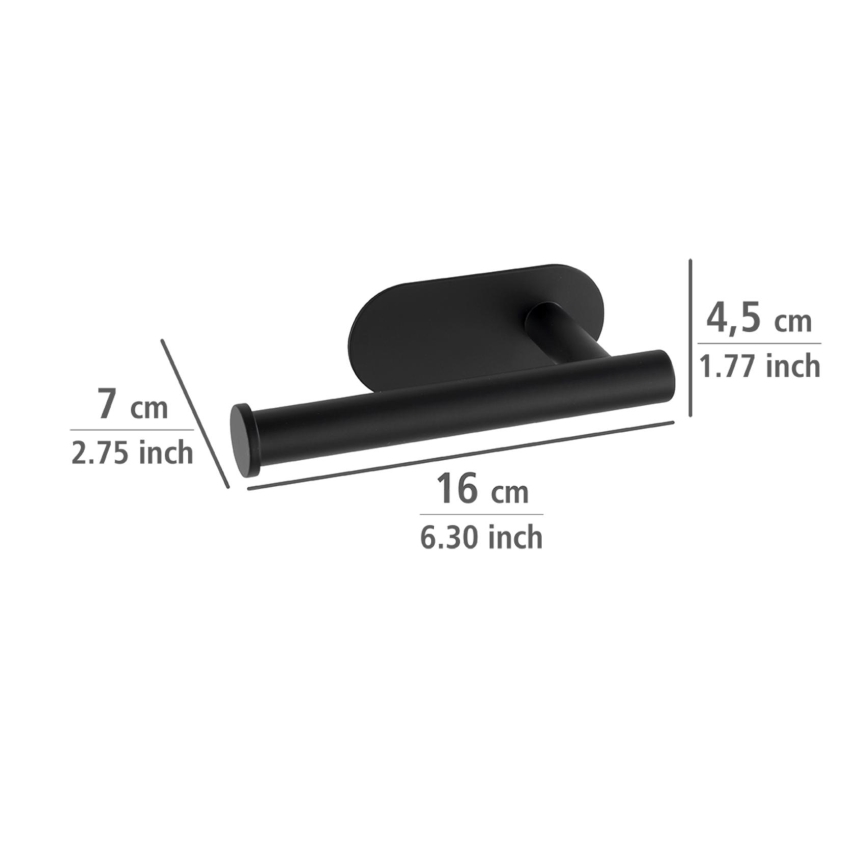 WENKO 24287100-Toiletpapirholder TURBO-LOC OREA BLACK 16x7 cm rustfrit stål/sort