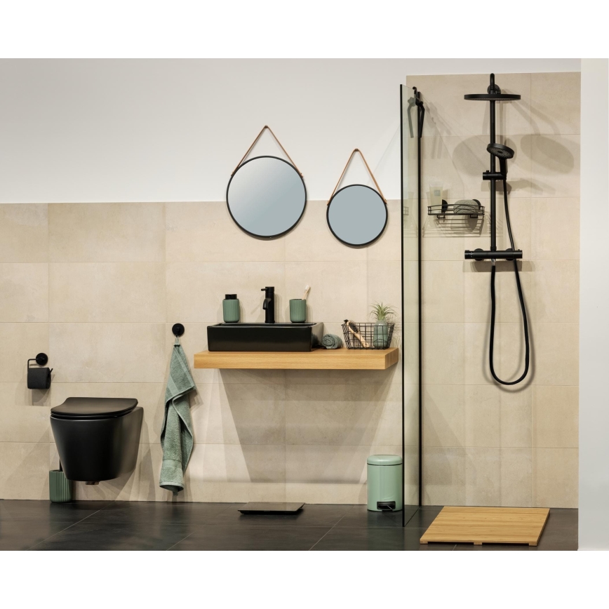 WENKO 24424100 - Spejl BORRONE 40x40 cm sort/sølv