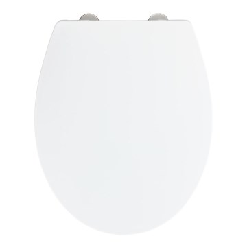 WENKO 24516100-WC Toiletsæde med bæreevne op til 300/350 kg, 37 x 44,5 cm, hvid/sølv
