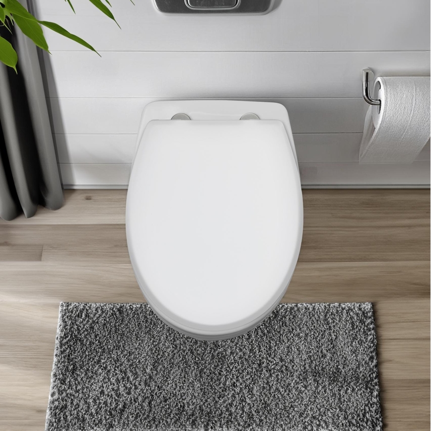 WENKO 24516100-WC Toiletsæde med bæreevne op til 300/350 kg, 37 x 44,5 cm, hvid/sølv