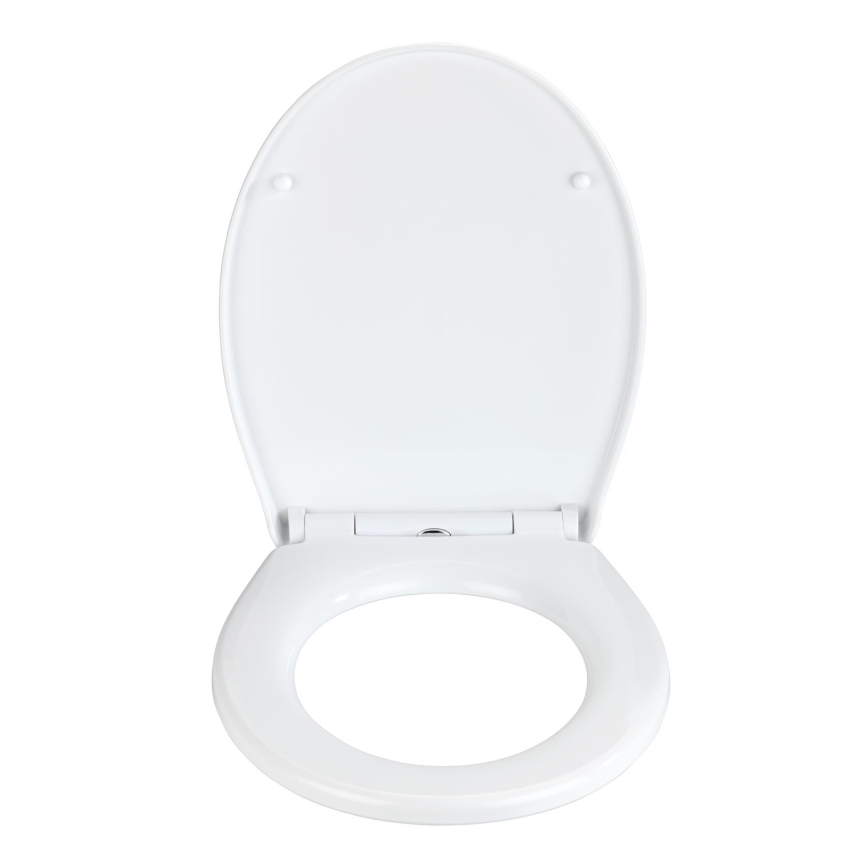 WENKO 24516100-WC Toiletsæde med bæreevne op til 300/350 kg, 37 x 44,5 cm, hvid/sølv
