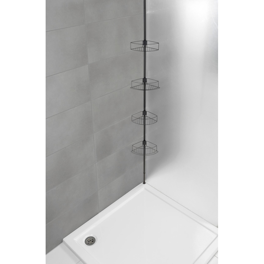 WENKO 24568100-Hjørnehylde DOLCEDO 31x230 cm rustfrit stål/sort