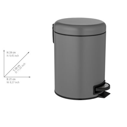 WENKO 24682100 - Affaldsspand LEMAN 21x24 cm grå/sort