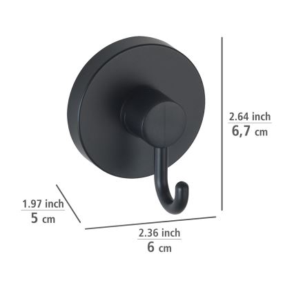 WENKO 24730100-Krog VACUUM-LOC RUND SORT 6x6,7 cm sort