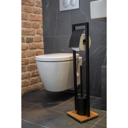WENKO 24751100 - WC-sæt BAMBU⁠SA 18x72,5 cm sort/brun