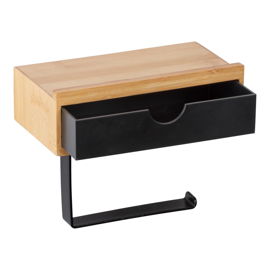 WENKO 24754100 - Toiletpapirholder BAMBUSA 18,5x14 cm brun/sort