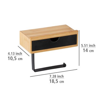 WENKO 24754100 - Toiletpapirholder BAMBUSA 18,5x14 cm brun/sort