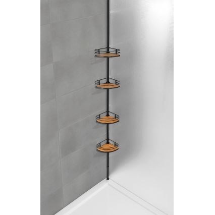 WENKO 24756100-Hjørnehylde DOLCEDO 31x20 cm rustfrit stål/sort/brun