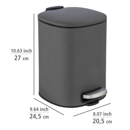 WENKO 24780100 - Affaldsspand ALASSIO 20,5x27 cm grå/sort